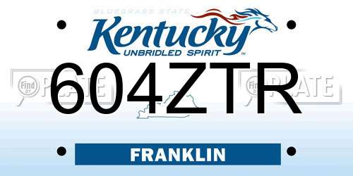 604ZTR Kentucky License Plate