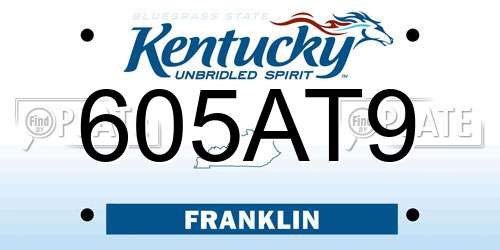 605AT9 Kentucky License Plate