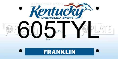 605TYL Kentucky License Plate
