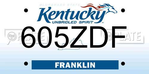 605ZDF Kentucky License Plate