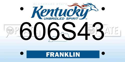 606S43 Kentucky License Plate