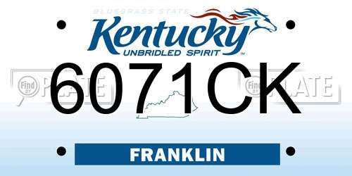 6071CK Kentucky License Plate