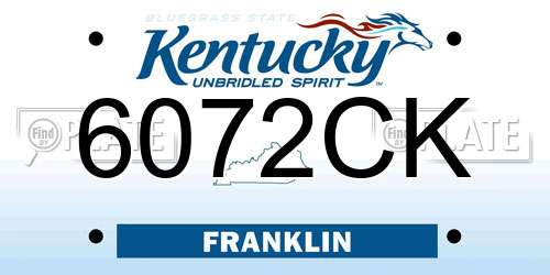 6072CK Kentucky License Plate