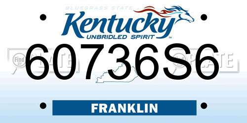 60736S6 Kentucky License Plate