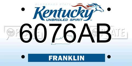 6076AB Kentucky License Plate
