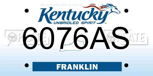6076AS Kentucky License Plate
