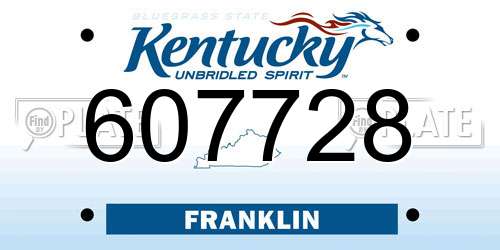 607728 Kentucky License Plate