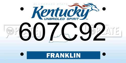 607C92 Kentucky License Plate