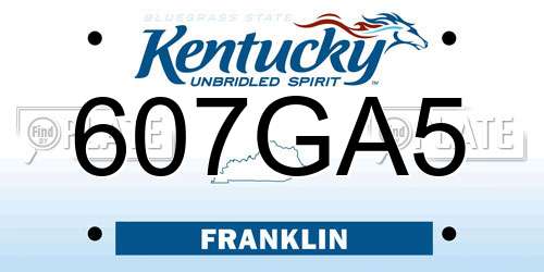 607GA5 Kentucky License Plate