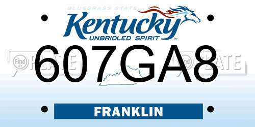 607GA8 Kentucky License Plate