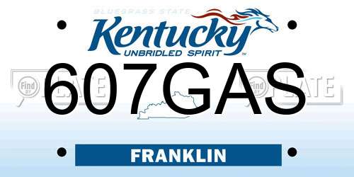 607GAS Kentucky License Plate