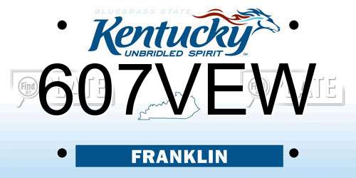 607VEW Kentucky License Plate