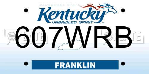 607WRB Kentucky License Plate