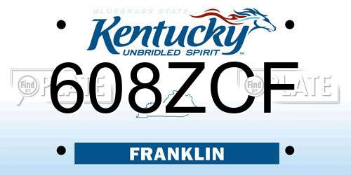 608ZCF Kentucky License Plate