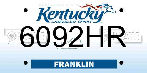 6092HR Kentucky License Plate