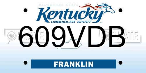 609VDB Kentucky License Plate