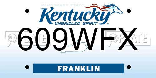 609WFX Kentucky License Plate