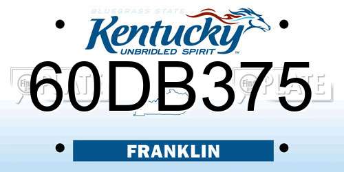 60DB375 Kentucky License Plate