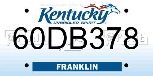 60DB378 Kentucky License Plate