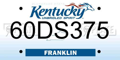 60DS375 Kentucky License Plate