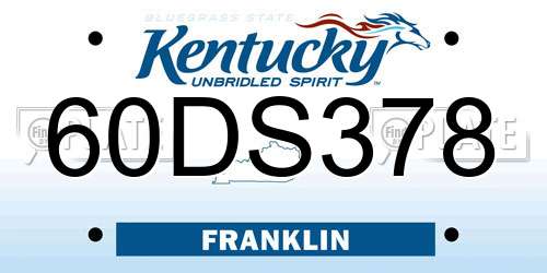 60DS378 Kentucky License Plate