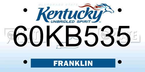60KB535 Kentucky License Plate