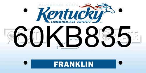60KB835 Kentucky License Plate