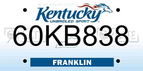 60KB838 Kentucky License Plate