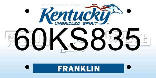 60KS835 Kentucky License Plate