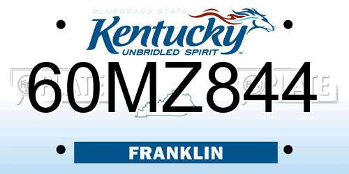 60MZ844 Kentucky License Plate