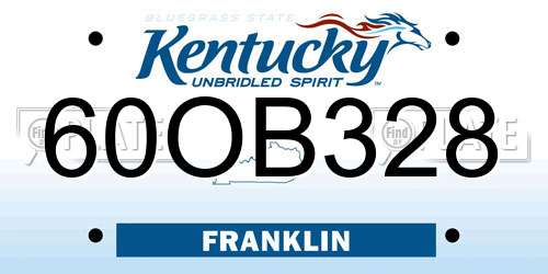 60OB328 Kentucky License Plate