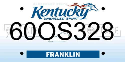60OS328 Kentucky License Plate