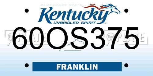 60OS375 Kentucky License Plate