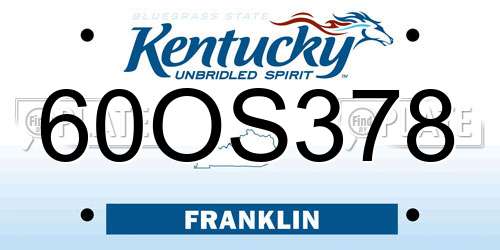 60OS378 Kentucky License Plate