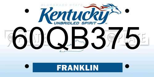 60QB375 Kentucky License Plate