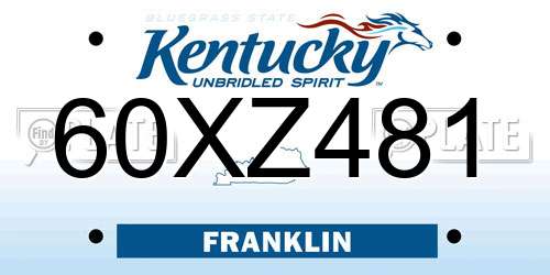 60XZ481 Kentucky License Plate