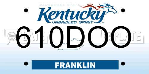 610DOO Kentucky License Plate