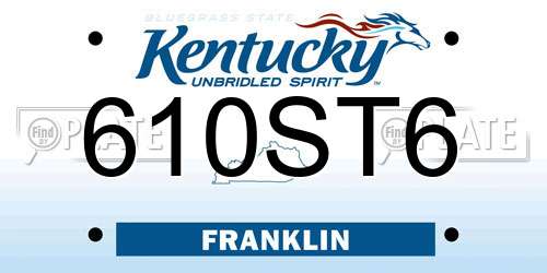 610ST6 Kentucky License Plate