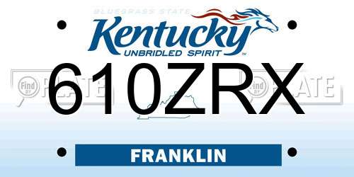 610ZRX Kentucky License Plate