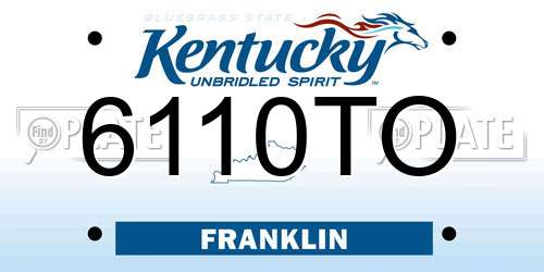 6110TO Kentucky License Plate