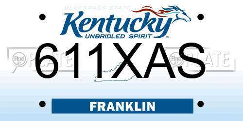 611XAS Kentucky License Plate