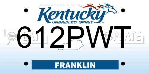 612PWT Kentucky License Plate