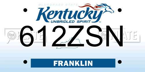 612ZSN Kentucky License Plate