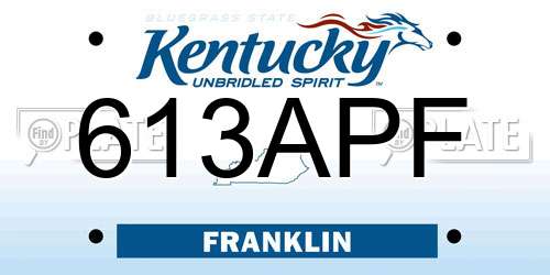 613APF Kentucky License Plate