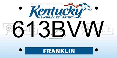 613BVW Kentucky License Plate