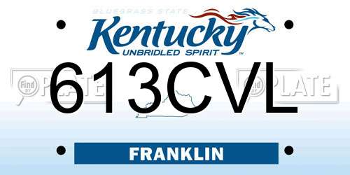 613CVL Kentucky License Plate