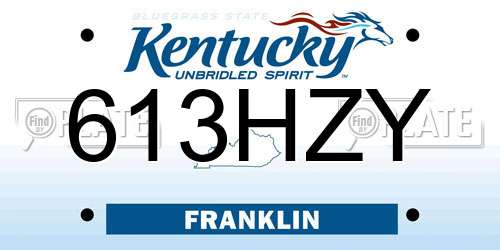 613HZY Kentucky License Plate