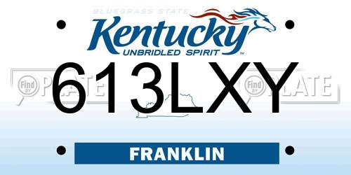 613LXY Kentucky License Plate