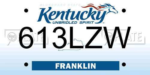 613LZW Kentucky License Plate