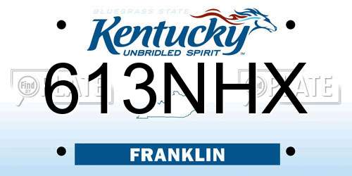 613NHX Kentucky License Plate